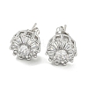 Brass Micro Pave Cubic Zirconia Ear Studs EJEW-P261-18P-1