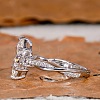 Brass Micro Pave Clear Cubic Zirconia Finger Rings FS-WG5249E-03-3