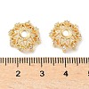 Flower Brass Micro Pave Clear Cubic Zirconia Bead Caps KK-A254-01B-G-2
