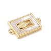 Brass Pave Natural White Shell Religion Connector Charms KK-S522-04A-G-2