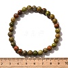 Natural Unakite Bead Stretch Bracelets X-BJEW-K212-A-006-4