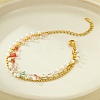 Gemstone Chip with Plastic Pearl Multi-strand Bracelets for Women BJEW-G739-01G-1