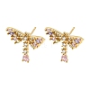Brass with Colorful Cubic Zirconia Stud Earrings EJEW-B035-05KCG-1