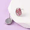 Brass Enamel Oval Stud Earrings EJEW-I322-04P-3
