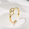 Heart 304 Stainless Steel Open Cuff Rings RJEW-R014-03G-01-1