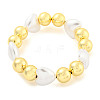 Rack Plating Round Brass Beaded Stretch Bracelets BJEW-P322-11G-1