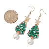 Glass Seed & Glass Pearl Beads Tree Dangle Earrings EJEW-MZ00276-02-3