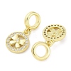 Brass Micro Pave Cubic Zirconia European Dangle Charms KK-D325-56G-2