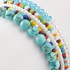Faceted Glass & Synthetic Turquoise(Dyed) Stretch Beaded Bracelets Sets BJEW-TA00202-03-6