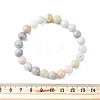 Natural Morganite Round Beaded Stretch Bracelets for Men Women BJEW-G743-01H-01-5