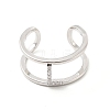 Clear Cubic Zirconia Initial Letter Open Cuff Ring RJEW-A012-01P-L-1