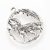 Tibetan Style Alloy Howling Wolf Pendants TIBEP-Q064-12AS-RS-1