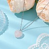 Natural Rose Quartz Faceted Heart Pendant Necklaces NJEW-JN05104-01-1