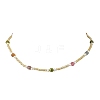 Faceted Cube Natural Multicolor Tourmaline and Glass Seed Beads Beaded Necklaces for Women NJEW-JN06668-3