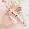 Polyester Woven Flower Wrist Strap Lanyard HJEW-WH20010-03G-01-3