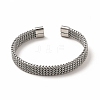 304 Stainless Steel Mesh Chains Shape Open Cuff Bangle for Women BJEW-C033-02-3