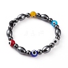 Non-Magnetic Synthetic Hematite Beads Stretch Bracelets BJEW-JB05895-2