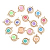 CCB Plastic Frame with Polymer Clay Flower Beads Flat Round Links Connector Charms KK-D103-10E-G-1