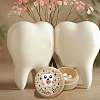 Round Beech Wooden 3D Engraved My First Tooth Box CON-WH0120-004-5