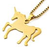 304 Stainless Steel Unicorn Pendant Necklaces NJEW-S007-13G-2