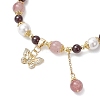 Natural Garnet & Strawberry Quartz and Shell Pearl Beads Stretch Bracelets BJEW-JB11821-3