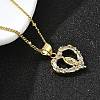 Brass Clear Cubic Zirconia Pendant Necklaces for Women NJEW-A039-02A-G-3