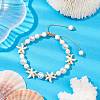 Adjustable Dyed Synthetic Turquoise & Shell Pearl Braided Bead Bracelets BJEW-JB10513-01-2