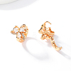 Elegant Brass Pave Clear Cubic Zirconia Clover Hoop Earrings JD9482-4