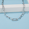 Simple Brass Micro Pave Clear Cubic Zirconia Paperclip Chain Necklaces for Daily Wear TA5065-1