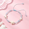 Natural Aquamarine & Synthetic Synthetic Turquoise Beads Braided Bead Bracelets BJEW-JB13275-01-1