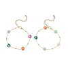 Brass Glass Flower Link Bracelets for Women BJEW-JB12383-2