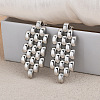 Hollow Hexagon Brass Stud Earrings for Women LS-EJEW-G391-12P-1