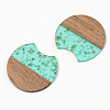 Transparent Resin & Walnut Wood Pendants X-RESI-S389-001A-B03-2