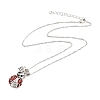 Colorful Rhinestone Ladybird and Heart Pendant Necklace LS-NJEW-I113-13P-2