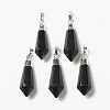 Natural Black Agate Pointed Pendants G-P445-E03-1