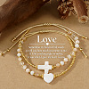 2Pcs Shell Heart Cross Bead Braided Bracelets Sets NN9980-3