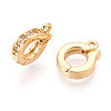 Brass Pave Clear Cubic Zirconia Fold Over Clasps KK-T077-05G-2