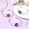 Natural Abalone Shell Paua Shell Flat Round Brass Open Cuff Bangles BJEW-JB14484-1