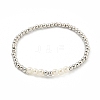 Brass & ABS Plastic Imitation Pearl Round Beaded Stretch Bracelets for Women BJEW-G704-02P-1