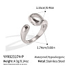 Irregular 304 Stainless Steel Cuff Open Rings for Women BC4684-2-1