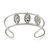 Non-Tarnish 304 Stainless Steel Wide Hollow Textured Horse Eye Opaen Cuff Bangles BJEW-Q348-06P-02-3