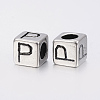 304 Stainless Steel Large Hole Letter European Beads STAS-H428-01AS-P-2