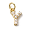 Rack Plating Brass with ABS Plastic Imitation Pearl Charms KK-B092-30Y-G-1