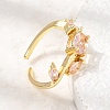 Brass Micro Pave Cubic Zirconia Cuff Open Rings CU-CBA108A-13G-06-2