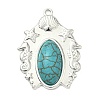 304 Stainless Steel with Dyed Synthetic Turquoise Pendants STAS-G374-05S-13-1