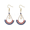 Synthetic Spinel Beaded Teardrop with Star Dangle Earrings EJEW-MZ00079-01-1