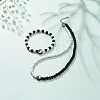 Polymer Clay Yin Yang & Acrylic Round Beaded Necklace and Stretch Bracelet SJEW-JS01243-2