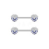 304 Stainless Steel Clear Cubic Zirconia Flower Nipple Barbells WG20A72-06-1