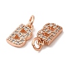 Brass Micro Pave Grade AAA Cubic Zirconia Charms ZIRC-P067-11RG-B-NR-3