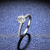 Rhodium Plated 925 Sterling Silver Pave 8.2x4.9mm Moissanite Finger Rings WG6D295-43-1